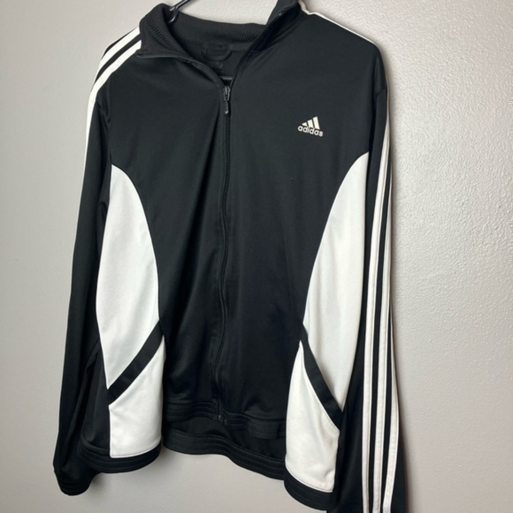 ADIDAS Men’s FULL ZIP UP JACKET SIZE Large BLACK WHITE Stripes